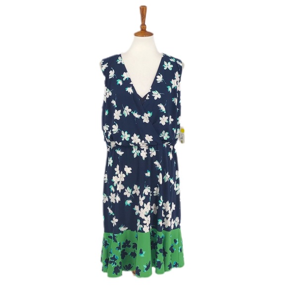 Eliza J Dresses & Skirts - Eliza J Navy & Green Floral Print Dress, Size 14